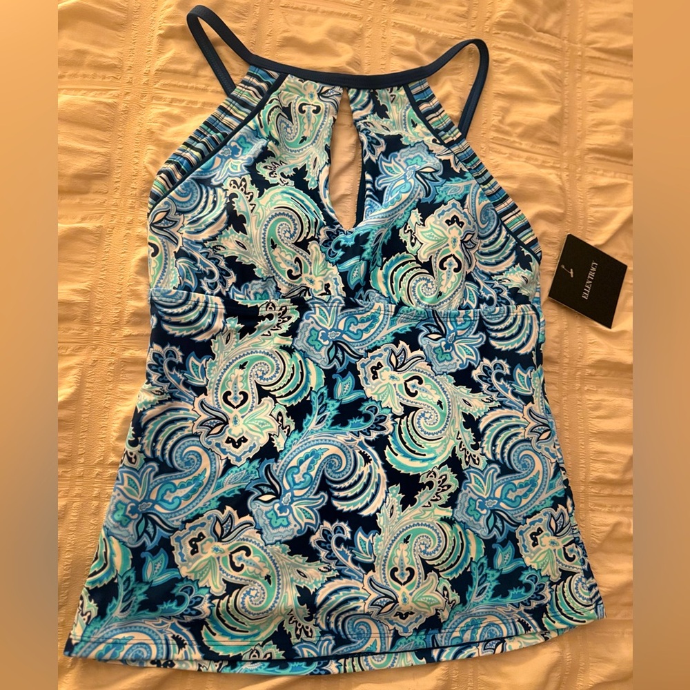 NWT Ellen Tracy Paisley Tankini Top